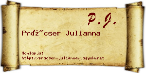 Prácser Julianna névjegykártya